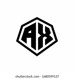 AX monogram logo with hexagon shape and line rounded style design template isolated on white background