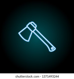 ax neon icon. Elements of Camping set. Simple icon for websites, web design, mobile app, info graphics on dark gradient background