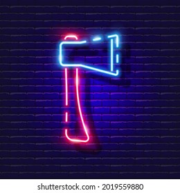 Ax neon icon. Vector illustration for design. Repair tool glowing sign. Construction tools concept.