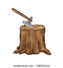 Ax On A Tree Stump Vector Illustration