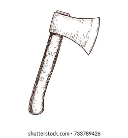 Ax on white background, sketch illustration of repair tool. Vector