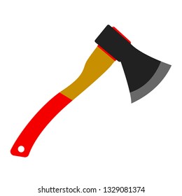 Ax with a red handle on a white background, vector