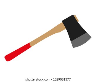 Ax with a red handle on a white background, vector