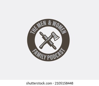 Ax and Rolling Pin Logo. Tools. Hatchet and kitchenware badge