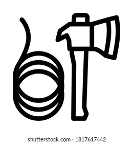ax and rope icon vector. ax and rope sign. isolated contour symbol illustration