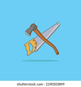 ax and saw vector illustration