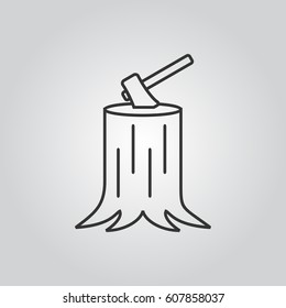 The Ax Stuck In A Tree Stump Icon