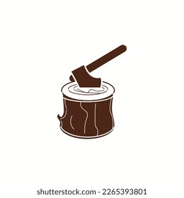 The ax stuck in a tree stump Vector illustration