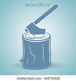 The ax stuck in a tree stump vector illustration