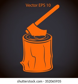 The ax stuck in a tree stump vector illustration