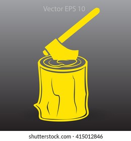 The ax stuck in a tree stump vector illustration
