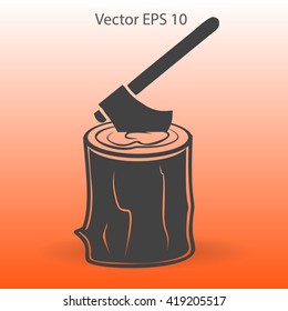The ax stuck in a tree stump vector illustration