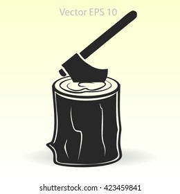 The ax stuck in a tree stump vector illustration