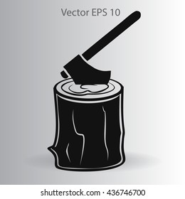 The ax stuck in a tree stump vector illustration