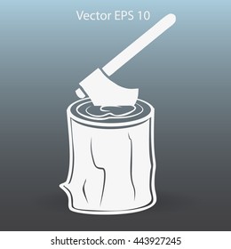 The ax stuck in a tree stump vector illustration