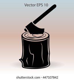 The ax stuck in a tree stump vector illustration
