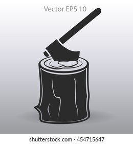 The ax stuck in a tree stump vector illustration