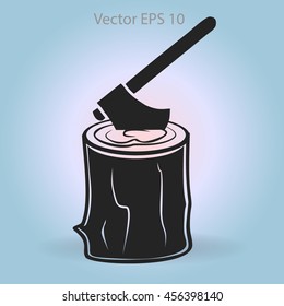 The ax stuck in a tree stump vector illustration