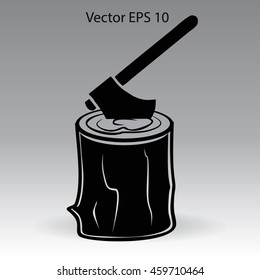 The ax stuck in a tree stump vector illustration