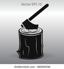 The ax stuck in a tree stump vector illustration
