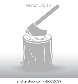 The ax stuck in a tree stump vector illustration