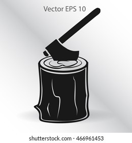 The ax stuck in a tree stump vector illustration