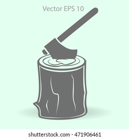 The ax stuck in a tree stump vector illustration