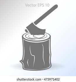 The ax stuck in a tree stump vector illustration