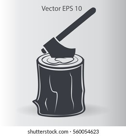 The ax stuck in a tree stump vector illustration