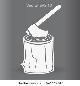 The ax stuck in a tree stump vector illustration