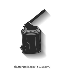 The ax stuck in a tree stump vector illustration