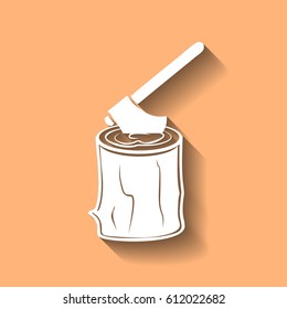 The ax stuck in a tree stump vector illustration