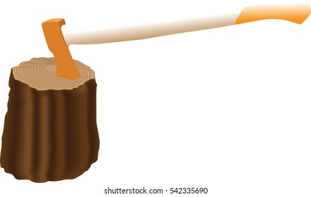 The ax stuck in a wood stump vector illustration