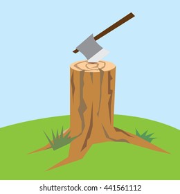 ax and stump-vector