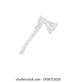 El símbolo del hacha rellenado con puntos negros. Estilo de puntillismo. Ilustración del vector sobre fondo blanco