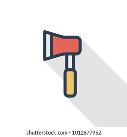 AX thin line flat color icon. Linear vector illustration. Pictogram isolated on white background. Colorful long shadow design.