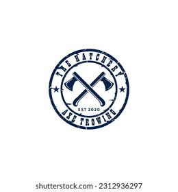 Ax throwing illustration logo. elegant, classic feel, retro and easy to apply to any medium.
