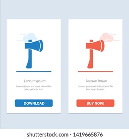 Ax, Ax Tool, Axe, Axe Tool, Building, Construction  Blue and Red Download and Buy Now web Widget Card Template