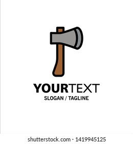 Ax, Ax Tool, Axe, Axe Tool, Building, Construction Business Logo Template. Flat Color