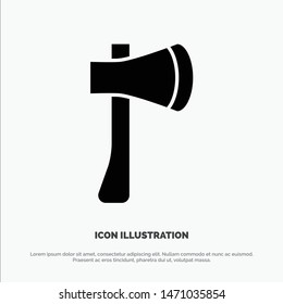 Ax, Ax Tool, Axe, Axe Tool, Building, Construction solid Glyph Icon vector. Vector Icon Template background