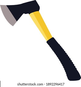 Ax to use in construction vector illustration. Black and yellow ax with iron blade