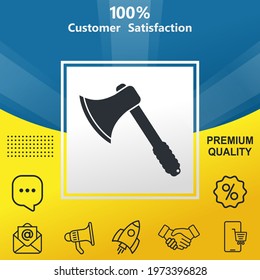 Ax vector glyph color icon. With yellow and blue background option.