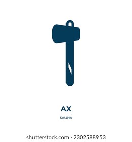 icono del vector ax. ax, ax, íconos llenos de equipo de la sauna plana. Icono de glifo negro aislado, elemento de símbolo de ilustración vectorial para diseño web y aplicaciones móviles