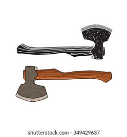 Ax. Vector illustration on a white background, painted by hand.