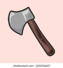 an ax vector with a wooden handle, suitable for an icon