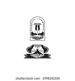 Ax vintage logo design template elements, equipment symbol vector template
