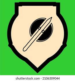 ax weapon in a logo shield on a green background