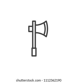 Ax weapon outline icon. linear style sign for mobile concept and web design. Medieval axe simple line vector icon. Symbol, logo illustration. Pixel perfect vector graphics
