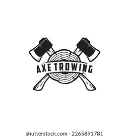 ax and wood throwing illustration logo. elegant, classic, simple and easy to apply
