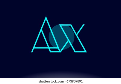 ax a x blue line circle letter logo alphabet creative company vector icon design template